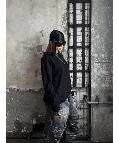 ROARINGRAD(ロアリングラド)の「W.スラブデストロイドロングスリーブブラック(Tシャツ/カットソー・レディース・その他・MEDIUM/LARGE)」の6枚目の写真