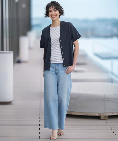J.PRESS Ladies（J.プレス レディス）の「COOL VIS/CO Vネック カーディガン（カーディガン/ボレロ・レディース・ベージュ系/ネイビー系・SMALL）」の3枚目の写真