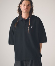 ADAMPATEK/BITE APPLE patch polo shirt/鹿の子ポロシャツ