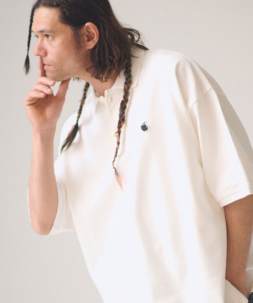 ADAM PATEK(アダムパテック)の「ADAMPATEK/BITE APPLE patch polo shirt/鹿の子ポロシャツ(ポロシャツ・メンズ・グレー/ホワイト/ブラック・1/2)」の4枚目の写真
