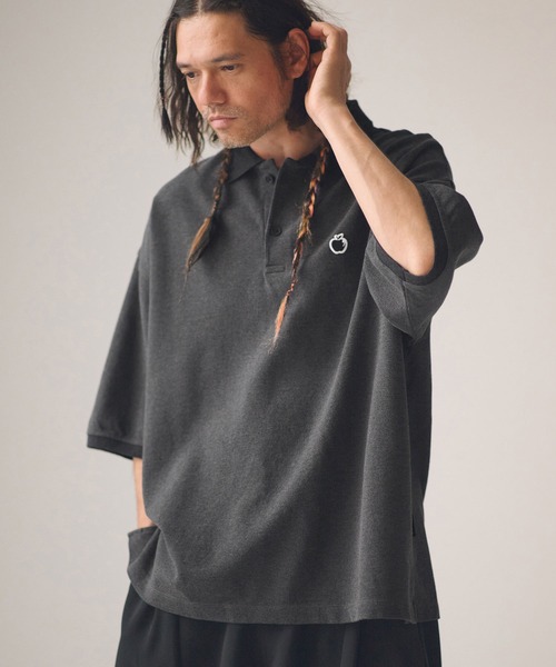 ADAM PATEK(アダムパテック)の「ADAMPATEK/BITE APPLE patch polo shirt/鹿の子ポロシャツ(ポロシャツ・メンズ・グレー/ホワイト/ブラック・1/2)」の10枚目の写真