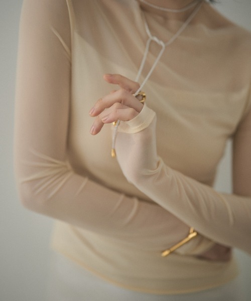 LAULEN(ローレン)の「boat neck sheer drape tops /ボートネックシアードレープ長袖トップス(Tシャツ/カットソー・レディース・アイボリー/ライトグリーン/ブルー・FREE)」の22枚目の写真