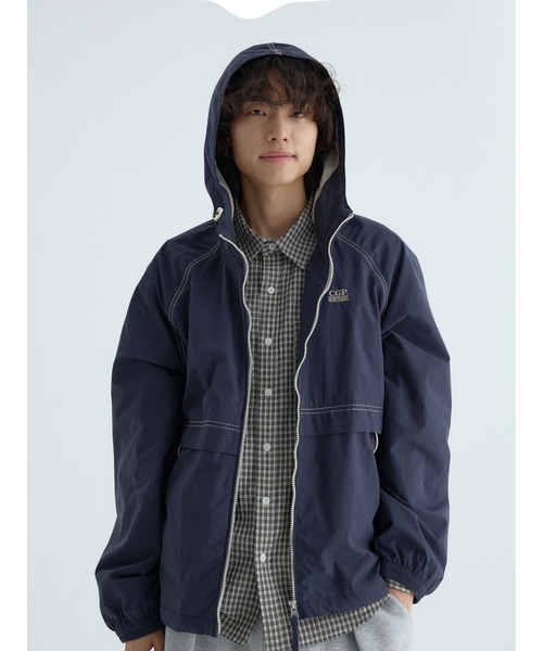 codegraphy（コードグラフィー）の「Contrast Hooded Jumper CBFSUJP001（ブルゾン・メンズ・カーキ/ダークネイビー・LARGE/MEDIUM）」の4枚目の写真