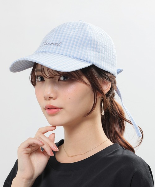 Honeys(ハニーズ)の「バックリボン柄キャップ(キャップ・レディース・ベージュ系1/ブラック系1/サックスブルー系1・M/S)」の21枚目の写真