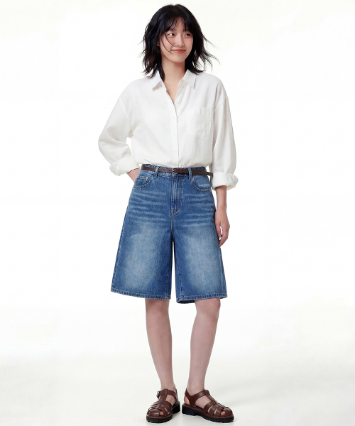 ARTISTWEAR（アーティストウェア）の「[ATW] フラップポケットAラインデニムショーツ（その他パンツ・レディース・ブルー・SMALL/MEDIUM/LARGE）」の4枚目の写真
