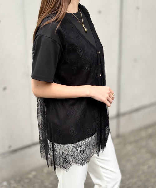 Emma Taylor(エマテイラー)の「GOLD釦フレアーヘムレースジレ(ベスト・レディース・ブラック/ホワイト・FREE)」の7枚目の写真