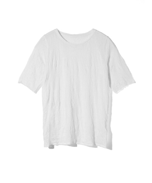 MIDIUMISOLID(ミディウミソリッド)の「MIDIUMISOLID for Ladies シースルークルーネックハーフスリーブインナー(Tシャツ/カットソー・レディース・オフホワイト/パープル/ブラック・FREE)」の1枚目の写真