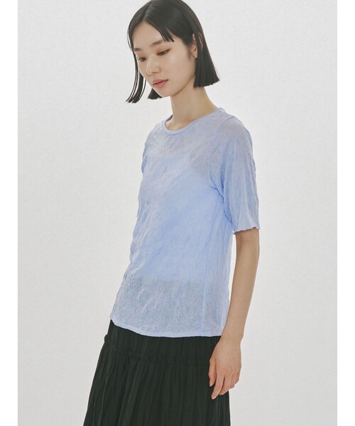 MIDIUMISOLID(ミディウミソリッド)の「MIDIUMISOLID for Ladies シースルークルーネックハーフスリーブインナー(Tシャツ/カットソー・レディース・オフホワイト/パープル/ブラック・FREE)」の11枚目の写真