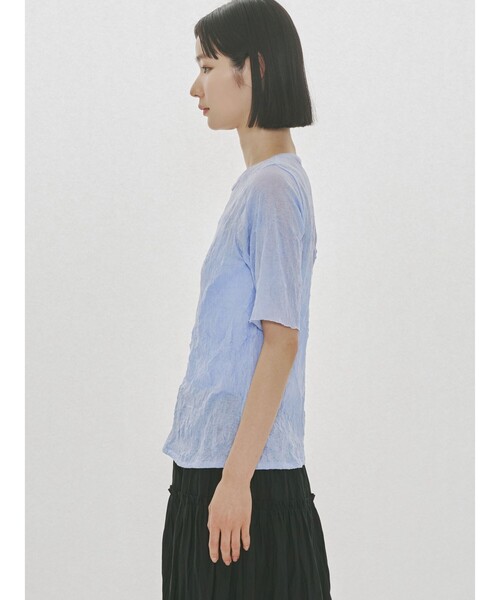 MIDIUMISOLID(ミディウミソリッド)の「MIDIUMISOLID for Ladies シースルークルーネックハーフスリーブインナー(Tシャツ/カットソー・レディース・オフホワイト/パープル/ブラック・FREE)」の12枚目の写真
