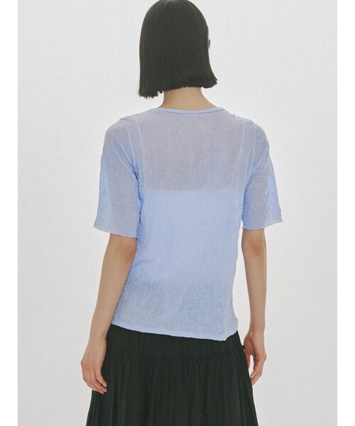 MIDIUMISOLID(ミディウミソリッド)の「MIDIUMISOLID for Ladies シースルークルーネックハーフスリーブインナー(Tシャツ/カットソー・レディース・オフホワイト/パープル/ブラック・FREE)」の13枚目の写真