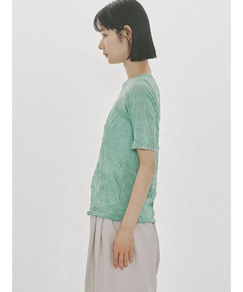 MIDIUMISOLID(ミディウミソリッド)の「MIDIUMISOLID for Ladies シースルークルーネックハーフスリーブインナー(Tシャツ/カットソー・レディース・オフホワイト/パープル/ブラック・FREE)」の15枚目の写真