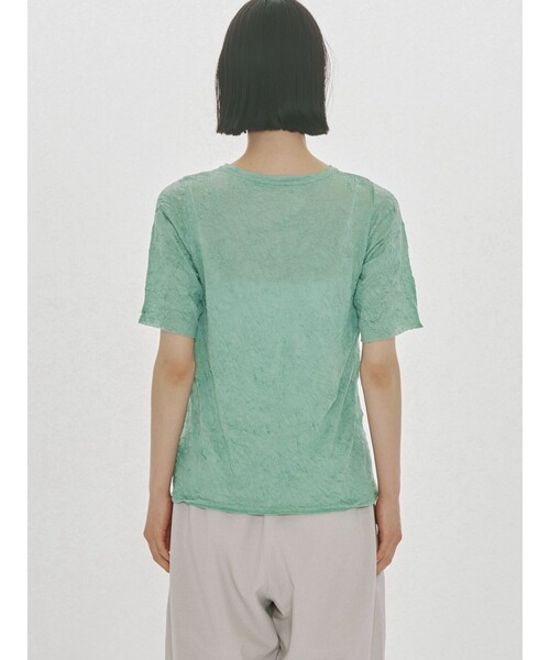 MIDIUMISOLID(ミディウミソリッド)の「MIDIUMISOLID for Ladies シースルークルーネックハーフスリーブインナー(Tシャツ/カットソー・レディース・オフホワイト/パープル/ブラック・FREE)」の16枚目の写真