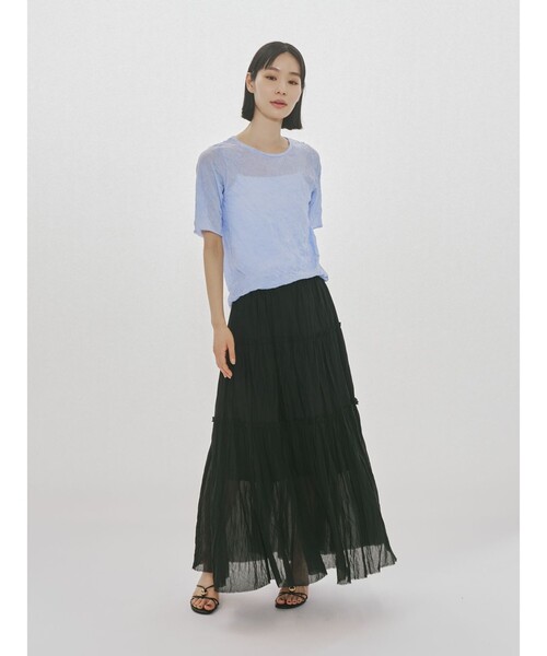 MIDIUMISOLID(ミディウミソリッド)の「MIDIUMISOLID for Ladies シースルークルーネックハーフスリーブインナー(Tシャツ/カットソー・レディース・オフホワイト/パープル/ブラック・FREE)」の17枚目の写真