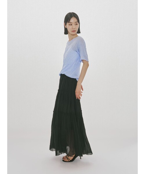 MIDIUMISOLID(ミディウミソリッド)の「MIDIUMISOLID for Ladies シースルークルーネックハーフスリーブインナー(Tシャツ/カットソー・レディース・オフホワイト/パープル/ブラック・FREE)」の19枚目の写真