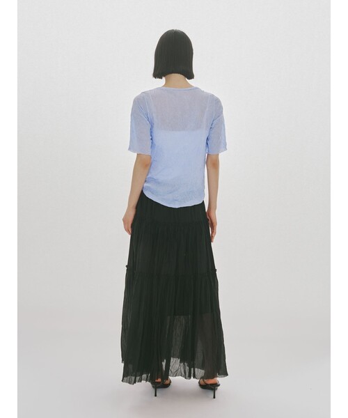 MIDIUMISOLID(ミディウミソリッド)の「MIDIUMISOLID for Ladies シースルークルーネックハーフスリーブインナー(Tシャツ/カットソー・レディース・オフホワイト/パープル/ブラック・FREE)」の20枚目の写真