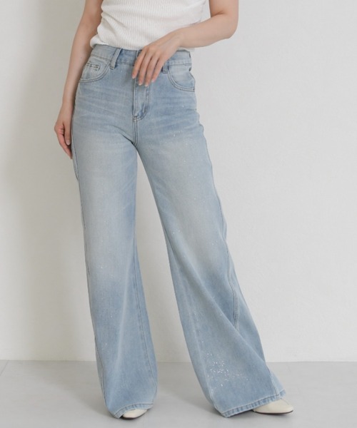 MISCH MASCH(ミッシュマッシュ)の「WEB限定 2026春夏新作 きらめきラメ入り美脚デニムパンツ(デニムパンツ・レディース・ブルー・M/S)」の3枚目の写真