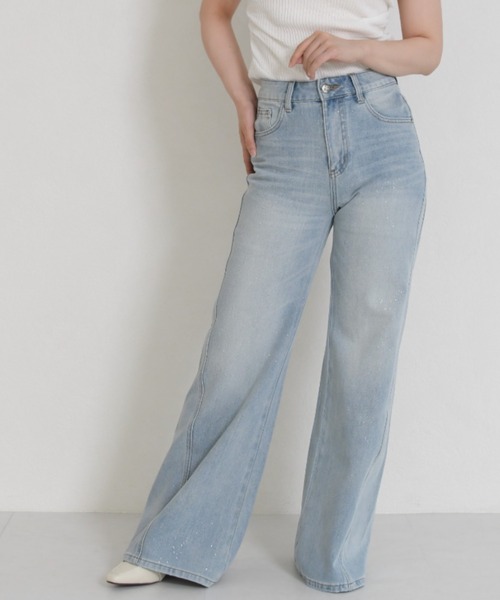 MISCH MASCH(ミッシュマッシュ)の「WEB限定 2026春夏新作 きらめきラメ入り美脚デニムパンツ(デニムパンツ・レディース・ブルー・M/S)」の5枚目の写真