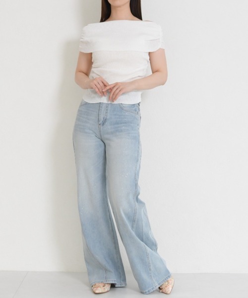 MISCH MASCH(ミッシュマッシュ)の「WEB限定 2026春夏新作 きらめきラメ入り美脚デニムパンツ(デニムパンツ・レディース・ブルー・M/S)」の11枚目の写真