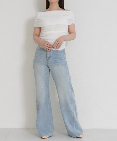 MISCH MASCH(ミッシュマッシュ)の「WEB限定 2026春夏新作 きらめきラメ入り美脚デニムパンツ(デニムパンツ・レディース・ブルー・M/S)」の12枚目の写真