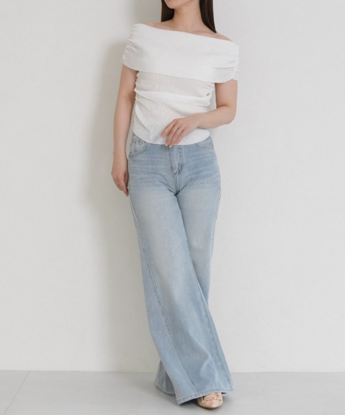 MISCH MASCH(ミッシュマッシュ)の「WEB限定 2026春夏新作 きらめきラメ入り美脚デニムパンツ(デニムパンツ・レディース・ブルー・M/S)」の13枚目の写真