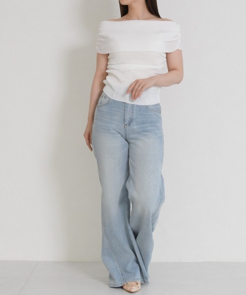 MISCH MASCH(ミッシュマッシュ)の「WEB限定 2026春夏新作 きらめきラメ入り美脚デニムパンツ(デニムパンツ・レディース・ブルー・M/S)」の14枚目の写真