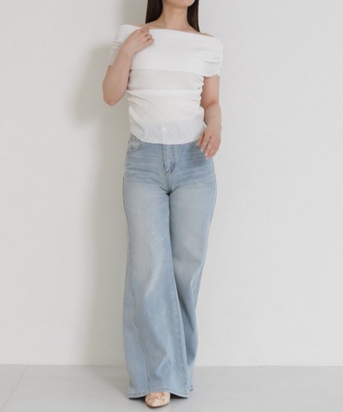 MISCH MASCH(ミッシュマッシュ)の「WEB限定 2026春夏新作 きらめきラメ入り美脚デニムパンツ(デニムパンツ・レディース・ブルー・M/S)」の15枚目の写真