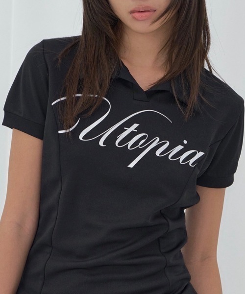 FANCY CLUB（ファンシークラブ）の「【FANCY CLUB】UTOPIA COLLAR TEE / 【ファンシークラブ】ユートピア襟付き半袖Tシャツ（Tシャツ/カットソー・レディース・ブラック/ホワイト・ONE SIZE）」の16枚目の写真