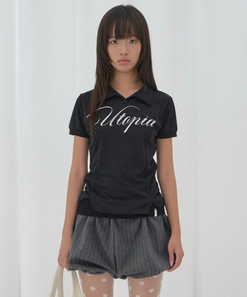 FANCY CLUB（ファンシークラブ）の「【FANCY CLUB】UTOPIA COLLAR TEE / 【ファンシークラブ】ユートピア襟付き半袖Tシャツ（Tシャツ/カットソー・レディース・ブラック/ホワイト・ONE SIZE）」の17枚目の写真