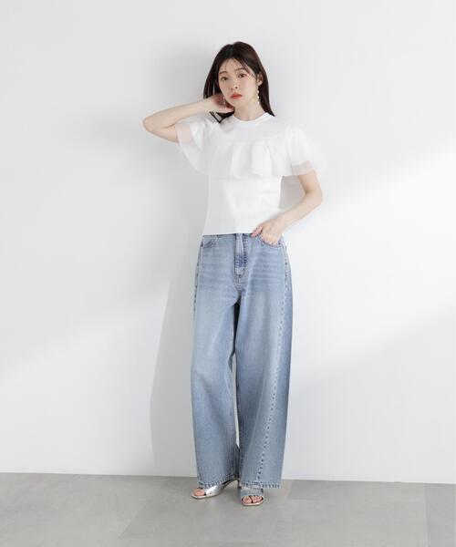 PROPORTION BODY DRESSING(プロポーションボディドレッシング)の「シアーケープ風リブニット / 1216170410(ニット/セーター・レディース・ホワイト系その他/ブラック・FREE)」の5枚目の写真