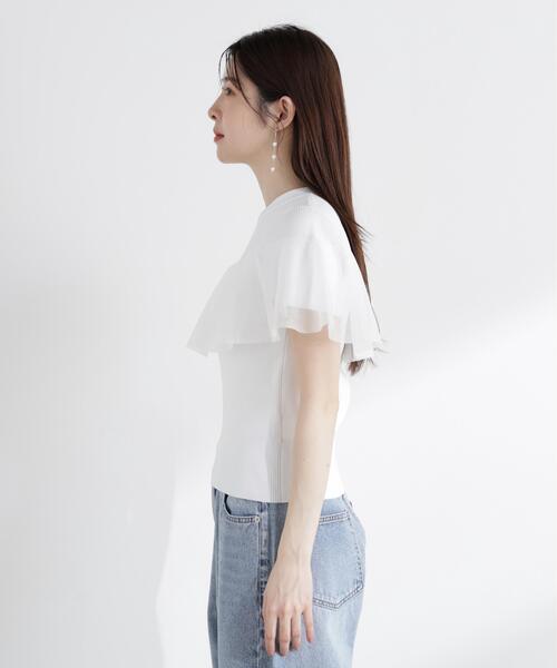 PROPORTION BODY DRESSING(プロポーションボディドレッシング)の「シアーケープ風リブニット / 1216170410(ニット/セーター・レディース・ホワイト系その他/ブラック・FREE)」の8枚目の写真