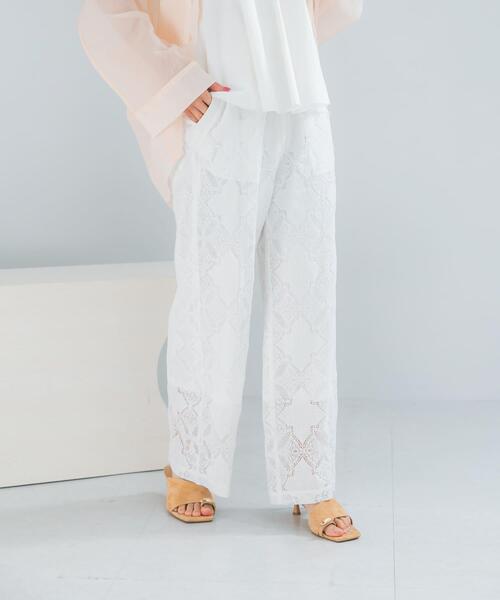 URBAN RESEARCH ROSSO WOMEN(アーバンリサーチ ロッソ)の「パネルレースストレートイージーパンツ(その他パンツ・レディース・ブラック/ホワイト・FREE)」の5枚目の写真