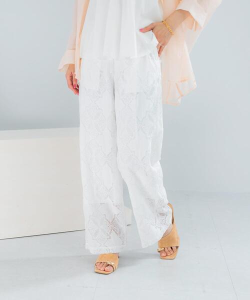 URBAN RESEARCH ROSSO WOMEN(アーバンリサーチ ロッソ)の「パネルレースストレートイージーパンツ(その他パンツ・レディース・ブラック/ホワイト・FREE)」の6枚目の写真