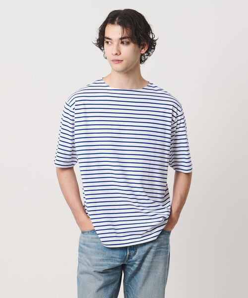Armor lux(アルモーリュックス)の「【別注】<Armor-Lux> セミボートネック ボーダー Tシャツ(Tシャツ/カットソー・メンズ・イエロー/ブラウン系/グレー系/ケリーグリーン/コバルトブルー/ブラック・XL/M/L/S)」の5枚目の写真