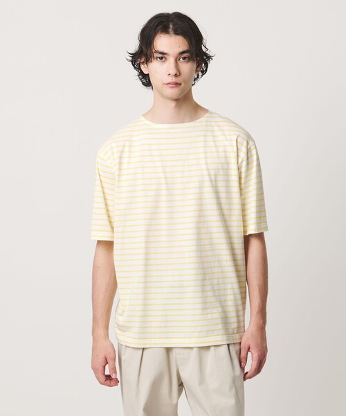 Armor lux(アルモーリュックス)の「【別注】<Armor-Lux> セミボートネック ボーダー Tシャツ(Tシャツ/カットソー・メンズ・イエロー/ブラウン系/グレー系/ケリーグリーン/コバルトブルー/ブラック・XL/M/L/S)」の6枚目の写真