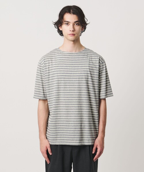 Armor lux(アルモーリュックス)の「【別注】<Armor-Lux> セミボートネック ボーダー Tシャツ(Tシャツ/カットソー・メンズ・イエロー/ブラウン系/グレー系/ケリーグリーン/コバルトブルー/ブラック・XL/M/L/S)」の9枚目の写真