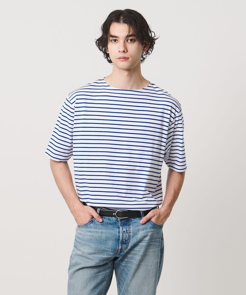 Armor lux(アルモーリュックス)の「【別注】<Armor-Lux> セミボートネック ボーダー Tシャツ(Tシャツ/カットソー・メンズ・イエロー/ブラウン系/グレー系/ケリーグリーン/コバルトブルー/ブラック・XL/M/L/S)」の16枚目の写真