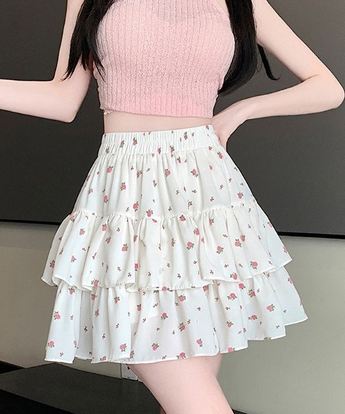 leune(ルネ)の「フラワーティアードスカート(スカート・レディース・ブラック/オフホワイト・FREE)」の11枚目の写真