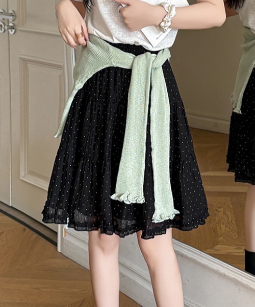 Vipoa(ヴィポア)の「Polka Dot Frill Midi Skirt(スカート・レディース・ブラック/ホワイト・FREE)」の13枚目の写真