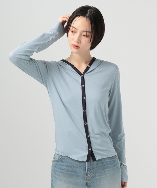 BAYFLOW(ベイフロー)の「ソフトフライスパーカー(Tシャツ/カットソー・レディース・ブラック/ライトブルー/グレー・FREE)」の1枚目の写真