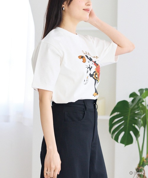 Disney(ディズニー)の「【Disney】別注 <ミッキー>ウエスタン フロッキーバックロゴTシャツ(Tシャツ/カットソー・レディース・オフホワイト/ブラック・LL/M/5L/4L/3L)」の19枚目の写真