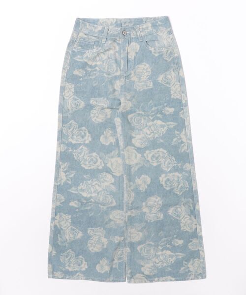 L LABEL（エルラベル）の「ローズプリントセミワイドデニムパンツ（デニムパンツ・レディース・インディゴブルー・S-M/M-L）」の7枚目の写真