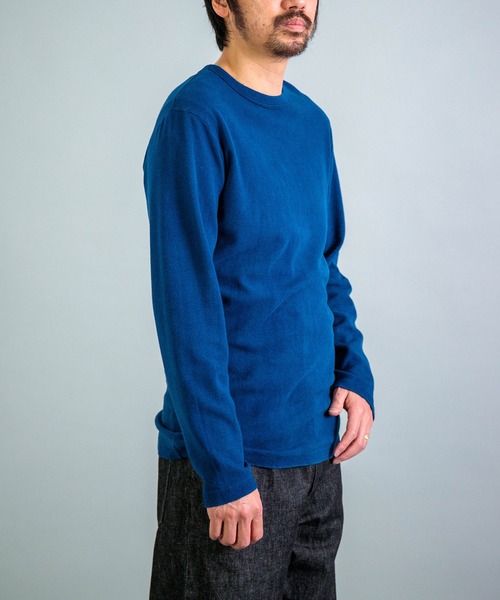 OMNIGOD（オムニゴッド）の「[OMNIGOD mens / オムニゴッド] KLフライス (手染めインディゴ) ロングスリーブＴシャツ（Tシャツ/カットソー・メンズ・インディゴブルー・2/4/3）」の2枚目の写真