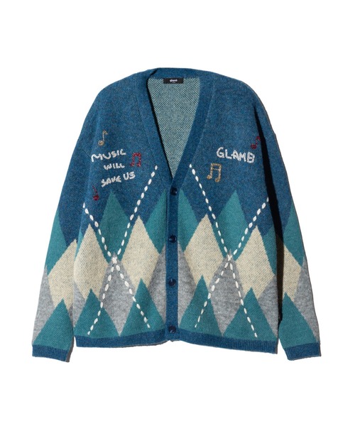 glamb(グラム)の「Beadswork Argyle Cardigan / ビーズワークアーガイルカーディガン(カーディガン/ボレロ・メンズ・ブルー/ブラウン・S/M/L)」の4枚目の写真