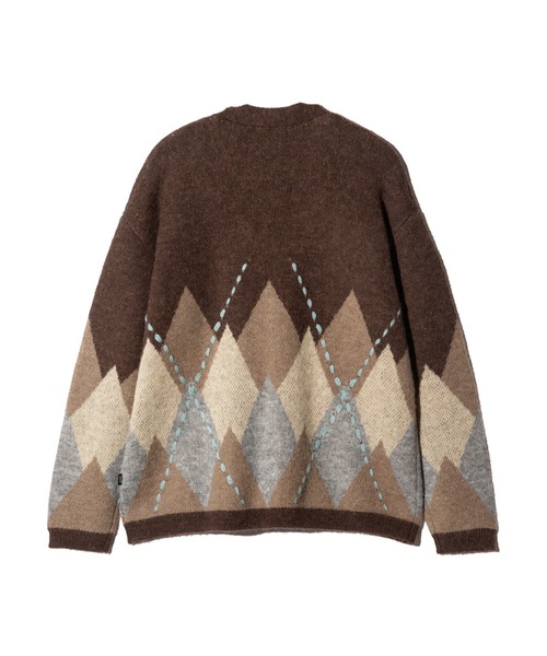 glamb(グラム)の「Beadswork Argyle Cardigan / ビーズワークアーガイルカーディガン(カーディガン/ボレロ・メンズ・ブルー/ブラウン・S/M/L)」の5枚目の写真