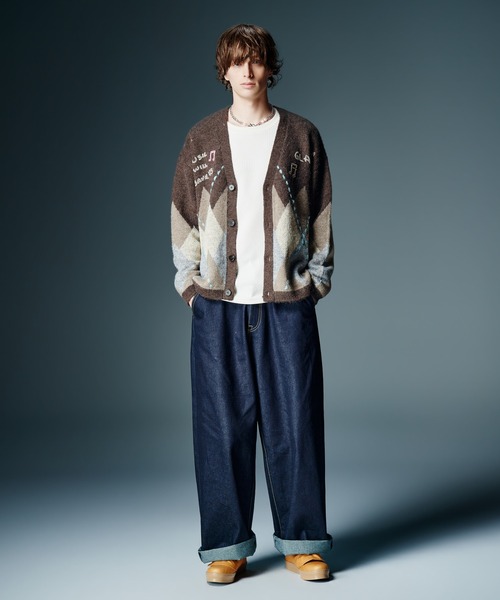 glamb(グラム)の「Beadswork Argyle Cardigan / ビーズワークアーガイルカーディガン(カーディガン/ボレロ・メンズ・ブルー/ブラウン・S/M/L)」の7枚目の写真