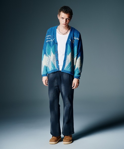 glamb(グラム)の「Beadswork Argyle Cardigan / ビーズワークアーガイルカーディガン(カーディガン/ボレロ・メンズ・ブルー/ブラウン・S/M/L)」の10枚目の写真