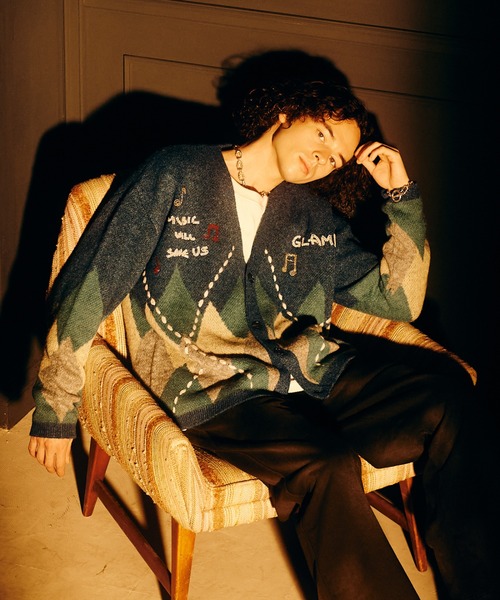 glamb(グラム)の「Beadswork Argyle Cardigan / ビーズワークアーガイルカーディガン(カーディガン/ボレロ・メンズ・ブルー/ブラウン・S/M/L)」の15枚目の写真