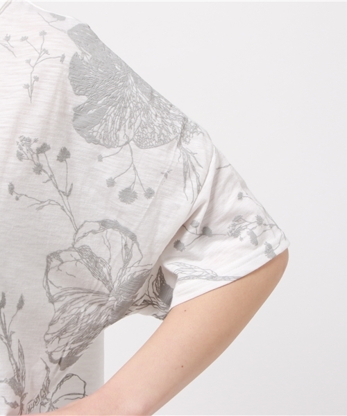 OUTLET（アウトレット）の「【Discoat】TCスラブ発泡花柄チュニック（Tシャツ/カットソー・レディース・オフホワイト/ネイビー・LARGE/MEDIUM）」の7枚目の写真