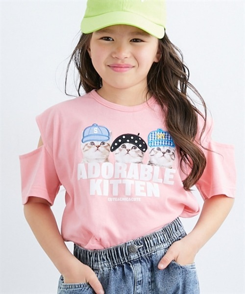 QUNTSTYLE(キュントスタイル)の「転写プリントアップリケ刺しゅう半袖Tシャツ(Tシャツ/カットソー・キッズ・オフホワイト/ピンク・100/120/130/150/110/140/160)」の3枚目の写真