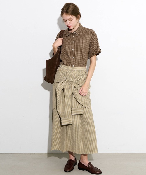 LE CIEL BLEU(ルシェルブルー)の「チェックレイヤードルックスカート / Checked Layered-Look Skirt(スカート・レディース・ベージュ/グレー・34/36/38)」の7枚目の写真